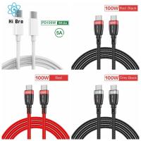 สายที่ชาร์จไฟรวดเร็ว USB JUNRU3703ชนิด C เป็น USB C 5A สายสายเคเบิลข้อมูลเคลื่อนที่การทอ100วัตต์ไม่มีอันตรายค่าโทรศัพท์มือถือ