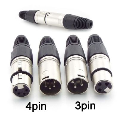 【YF】 3 Pin 4 pin XLR Audio Cable Connector MIC Male Plug Female Jack Professional Microphone Wire Power Adapter