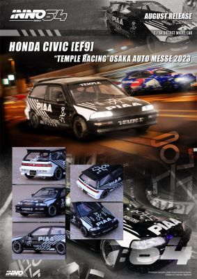 **Pre-Order** INNO 1:64 HONDA CIVIC EF9 TEMPLE RACING Osaka Auto Messe 2023 Diecast Model Car