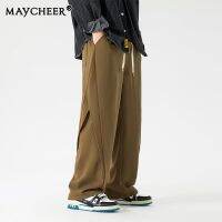 MAYCHEER กางเกงขาสั้นตรงผู้ชายหละหลวมให้ความรู้สึกของการออกแบบเฉพาะ