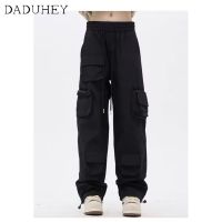 DaDuHey Mens and Womens American-Style Fashion All-Matching Loose Straight Cargo Pants 2023 Summer Retro High Street Multi-Pocket Washed Cotton Casual Pants