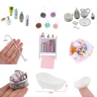 ☇✙✢ Mini Cute Simulation Dollhouse Bathroom Set Towel Rack Bed Shower Faucet Bathtub Doll House Furniture Toys for Baby Accessories