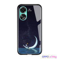 เคสเคสสำหรับ Vivo โทรศัพท์มือถือ Y27 5G OPPO A78 4G สุดหรูเคสลายการ์ตูนนาซ่ากาแล็คซี่ด้านหลังแบบกระจกนิรภัยมันวาวขอบนิ่มเคสใส่โทรศัพท์