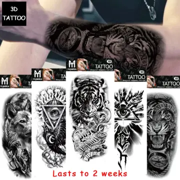 Full Back Chest Tattoo large tattoo stickers fish wolf Tiger Dragon  waterproof | eBay