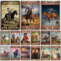 Cowgirl คาวบอยป้ายดีบุก Horse Racing Country แผ่นตกแต่ง Wall Decor โรงรถบาร์ผับคลับ Artisian Ride Horse แผ่นโลหะ