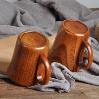 Wood Wine Coffee Tea Beer Water Bottle Cups Mug wooden with handle Home Table Office Milk Juice Cups