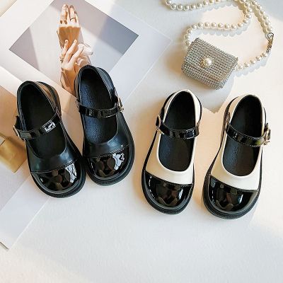 Children Mary Janes Elegant Four Seasons Soft Girls Leather Shoes Black White Classic Shallow 23-37 Toddler Kids Princess Shoes