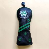 Black PU Four Leaf Clover Golf Club Fairway Wood Head Cover 3 5 Wood Cover with Number Tag