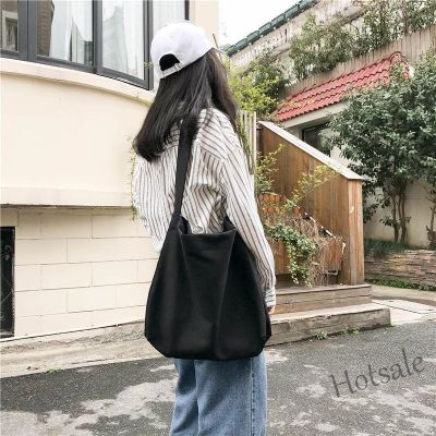 【hot sale】❏✘☁ C16 Tote bag Canvas bag Korean Harajuku solid color magnetic clasp simple large capacity student female bag