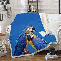 Colorful Parrot Brid Blanket 3D Print Sherpa Blanket on Bed Kids Girl Flower Home Textiles Dreamlike Style 09