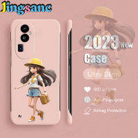 Jingsanc สำหรับ Reno 10 Pro + 8Z 8 7Z 7 6 5 2Z 2 A98 5กรัม A78 A76 A55 A58 A96 A31ค้นหา X5 Pro Plus 5G 4G เคสโทรศัพท์สาวสวยแบบด้านสีลูกกวาดพีซีไร้กรอบเคส M001-3สีชมพู