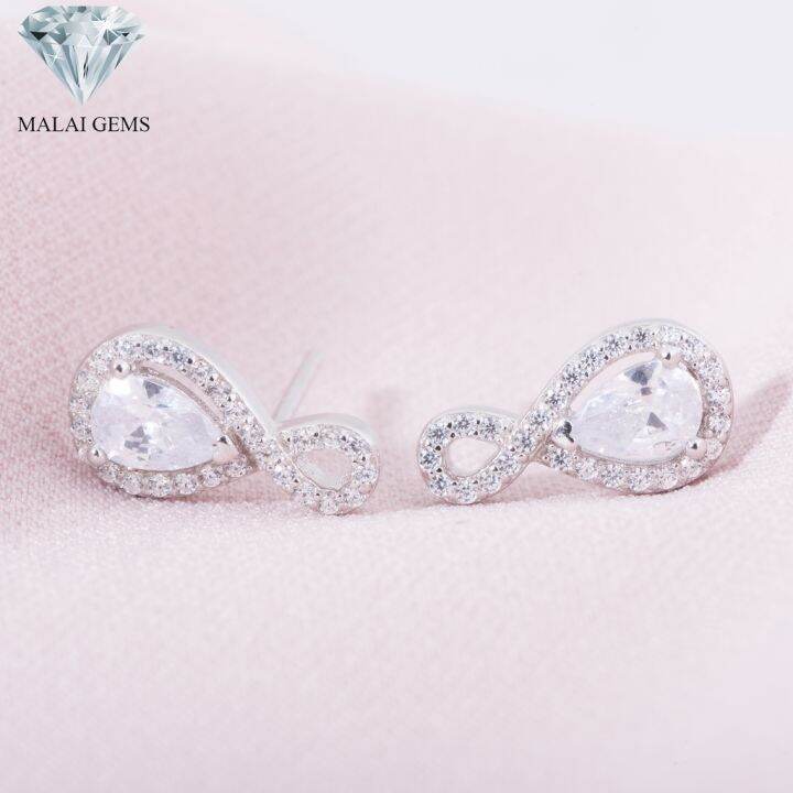 malai-gems-ต่างหูเพชร-เงินแท้-silver-925-เพชรสวิส-cz-เคลือบทองคำขาว-รุ่น-155-e016-78-แถมกล่อง-ต่างหูcz-ต่างหูเงินแท้