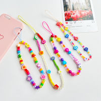 Fashion Trendy Colorful Acrylic Beads Mobile Phone Chain For Women Girls Cellphone Strap Anti-lost Lanyard Hanging Cord Jewelry