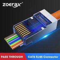 ZoeRax RJ45 Cat6 Pass Through Connectors  Assorted Colors  EZ to Crimp STP Modular Plug for Solid or Stranded STP Network Cable Cables