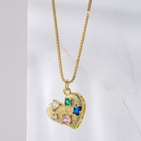 Mafisar New Fashion Heart Pendant Necklace For Women Lovers Gold Color Clavicle Chain Female Cute Zircon Charm Jewelry Gifts