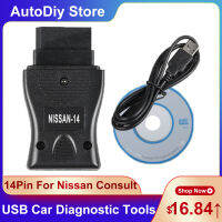 Newest For Nissan Consult USB Diagnostic Tools 14Pin Consult Connector Cable Faults Code Reader For Nissan-14 With VCDS