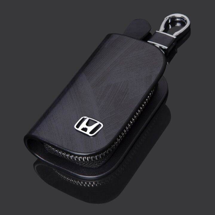 Honda Leather Car Logo Key Bag Keychains Key Case Zipper Large Capacity