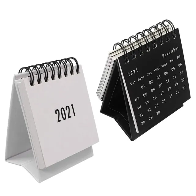 2 Pcs Desktop Calendar From 2020 To 2021 Mini Desktop Standing Flip 