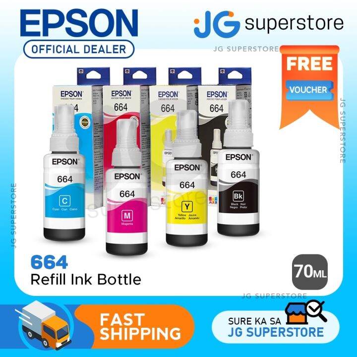 Epson 664 Ink Refill Bottle (70mL) for Printer EcoTank L100 / L200
