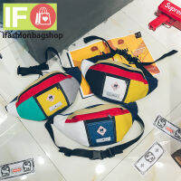 ifashionbagshop(IF537) -i3กระเป๋าคาดอกและเอวผ้าแคนวาสสีทูโทน