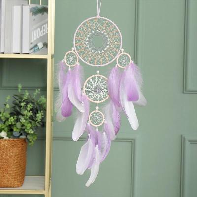 Feather Dream Catcher พร้อมไฟ LED Fairy Macrame แขวนผนัง Dreamcatcher เครื่องประดับสำหรับ Home Nursery Decor เทศกาล Gifts