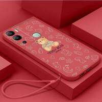 เคส Infinix 12I ร้อน Infinix เคสนิ่มใส่โทรศัพท์12 Play ซิลิโคนเหลวป้องกันเคสกันกระแทกมือถือเรียบน่ารักหมีการ์ตูนพร้อมสายคล้อง