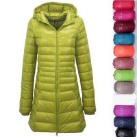 ZZOOI Ladies Long Warm Down Coat With Portable Storage Bag Women Ultra Light Down Jacket Womens Overcoats Hip-Length