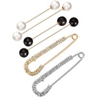 6 Pieces Sweater Shawl Clips Set, Include Double Faux Pearl Brooch Pins And Crystal Shawl Clips For Women Girls Costume Accessory