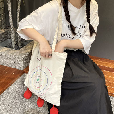 Japanese Style Niche Artistic Graffiti Environmental Protection Cloth Bag Korean Style Ins Hand Shoulder Shopping Bag Girl Student Canvas Bag 2023