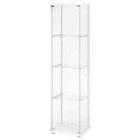 DETOLF ตู้บานกระจก, ขาว43x163 ซม.ตู้กระจกสำหรับตั้งโชว์เครื่องแก้วและของสะสมชิ้นโปรด ให้สะอาดปราศจากฝุ่น