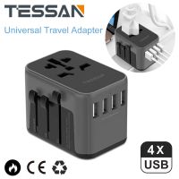 อะแดปเตอร์ซ็อกเก็ตนานาชาติ TESSAN 4พอร์ต USB Adaptor Traveling ปลั๊กไฟแบบครอบจักรวาลสำหรับ UK/USA/ไทย/เยอรมนี/ออสเตรเลีย