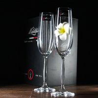 Flute-shaped lead-free crystal champagne glass tall bubble wine glass hotel wedding banquet goblet with printed LOGO glass