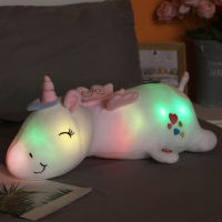 60cm Lovely Glowing Unicorn Plush Toys Stuffed LED Unicorn Pillow Kawaii Animal Toy Soft Unicornio Peluche Doll Gift for Girl