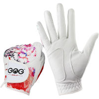 GOG Golf Glove Women, Sheepskin Leather Printed Pattern Color , Soft Fit Good Grip ,Ladies Left Right Both Hand (1 Pair) Gloves