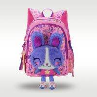 hot-selling childrens schoolbag high quality cute purple rabbit plush girl bag 3-6 years old 14 inch