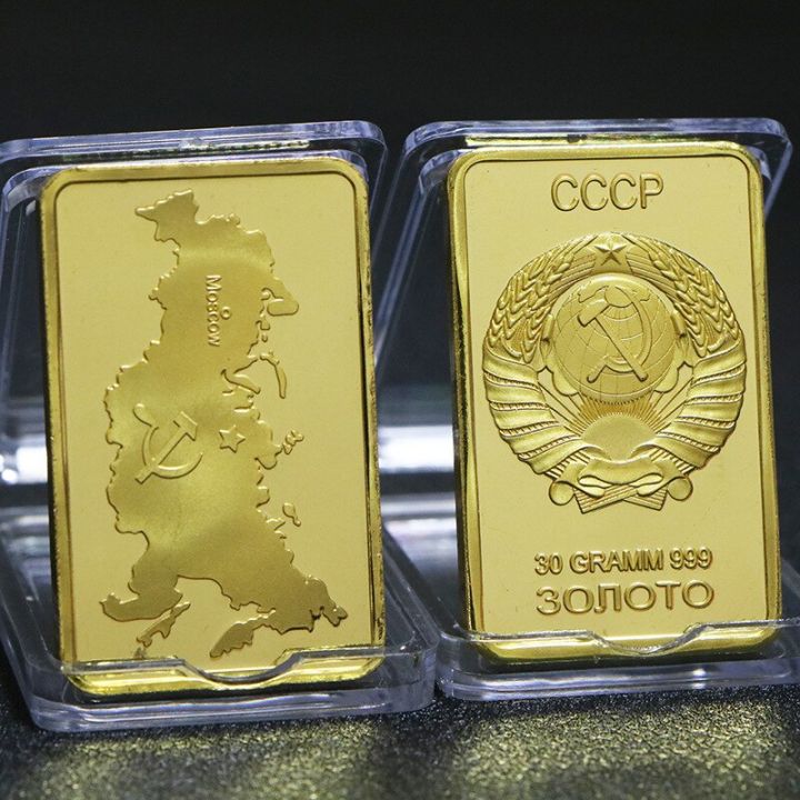 รัสเซียสัญลักษณ์ประจำชาติ-cccp-30กรัม999ทองทองแท่งบาร์คอลเลกชันเหรียญโลหะที่ระลึกแผนที่ประเทศรัสเซีย