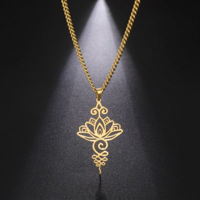 JDY6H Fashion Stainless Steel Lotus Pendant Necklace for Women Simple Hollow Choker 2022 New Trend Jewelry