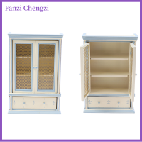 Fanzi ตู้โชว์สีขาว Perabot Dapur ขนาด1:12บ้านตุ๊กตา