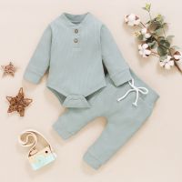 2pcs Newborn Baby Clothing Girls Solid Clothes Long Sleeved Romper+Pants Babys Set Suitable For Infants Girls 3 6 12 24 Months  by Hs2023