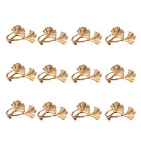 12Pcs Golden Gingko Leaf Napkin Ring Napkin Buckle Wedding Hotel Decoration Napkin Ring