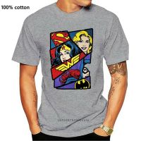 เสื้อยืด ผ้าฝ้าย 100% พิมพ์ลายโลโก้ Wonder Supergirl Batgirl สีดํา สําหรับผู้ชาย  N88W