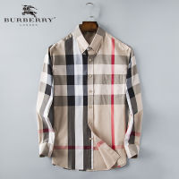 2021 New Mens Shirt Striped Luxury Brand Bur Mens Long-Sleeved Shirt Summer Breathable Casual Shirt Business Dress Shirt