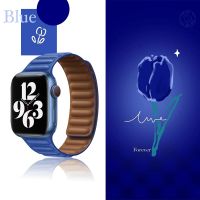 【 Chuyang Shop】♈สายนาฬิกาข้อมือสีใหม่ Klein สีน้ำเงินเหมาะสำหรับสายรัด Iwatch หนังแม่เหล็กดึงกลับ Applewatch7/6 /Se/ 5/4/3/2/1ข้อมือเทียม