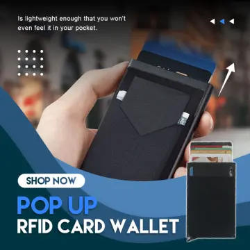 Pop-out RFID Card Holder Slim Aluminum Wallet Elasticity Back Pouch ID  Credit Card Holder Blocking Protect Travel ID Cardholder