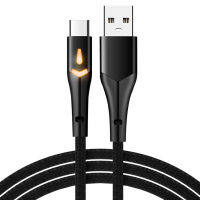 สายเคเบิลข้อมูล USB ขนาดใหญ่พร้อม LED Anti-Winding อายุการใช้งานยาวนานอุปกรณ์ชาร์จ Type-C สายชาร์จอย่างรวดเร็วสำหรับบ้านสาย USB ยาว