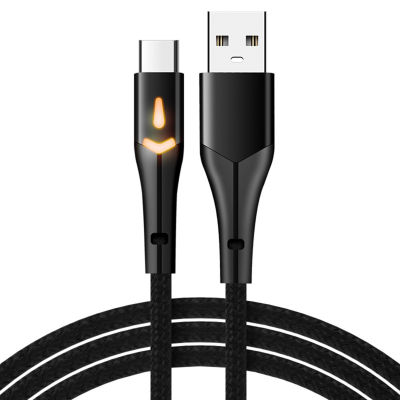สายเคเบิลข้อมูล USB ขนาดใหญ่พร้อม LED Anti-Winding อายุการใช้งานยาวนานอุปกรณ์ชาร์จ Type-C สายชาร์จอย่างรวดเร็วสำหรับบ้านสาย USB ยาว