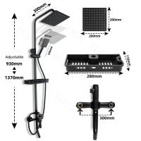 หัวฉีดน้ำติดผนังฝักบัวอาบน้ำสีดำสไตล์ยุโรประบบก๊อกน้ำฝักบัวอาบน้ำร้อนและเย็นคงที่ระบบ