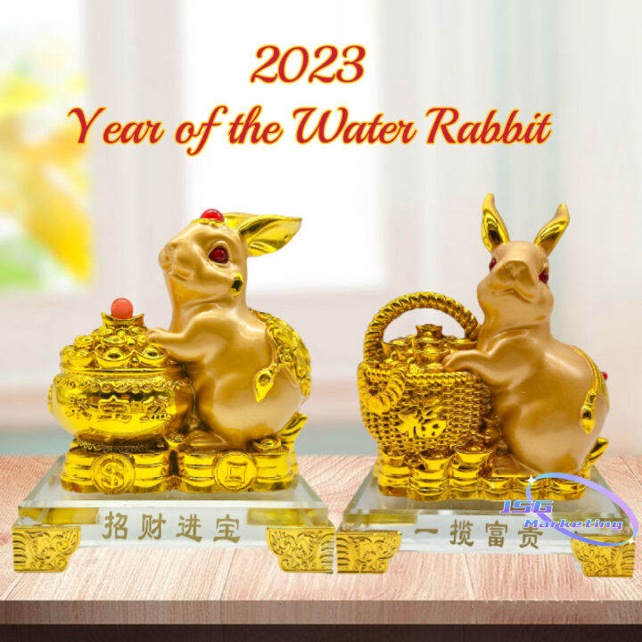 2023 Year of the Water Rabbit Statue Feng Shui Home Office Table Top