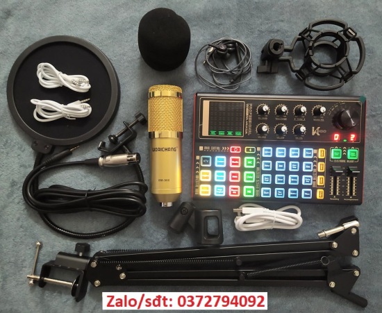 Combo bộ sound card k300 mic thu âm bm900 chân đế màng lọc và tai nghe - ảnh sản phẩm 1