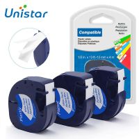 【Clearance sale】 UNISTAR 3เทปฉลากเข้ากันได้สำหรับ Dymo Letratag เครื่องพิมพ์91221 59422สีดำบนสีขาว Dymo Letratag Plastico 12มิลลิเมตร91201